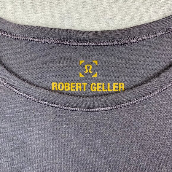 Lululemon Robert Geller Mens Shirt Large Gray Yellow Colorblock Take The Moment - Picture 2 of 6